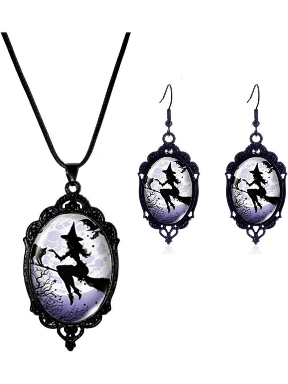 Women’s Grey Jewelry Set Blue Halloween Victorian Punk Gothic Necklace Earring